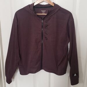 Reebok Purple Zip Up Hoodie Small Lightweight Athletic Activewear Jacket Plum